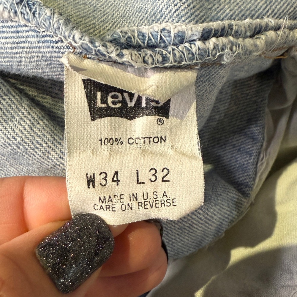 Vintage Levi Strauss 501 Distressed Button Fly‎ Wash Denim Jeans 34x32 90s USA - Picture 4 of 12